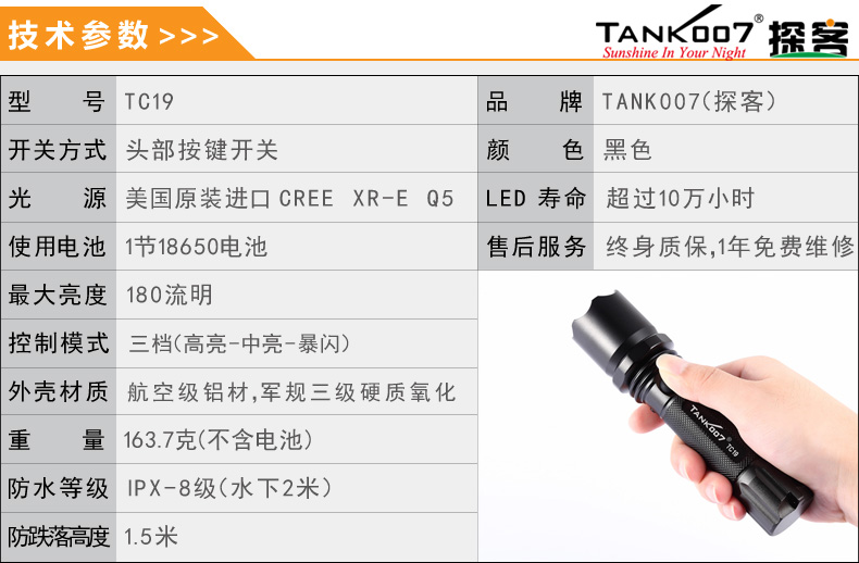 選購強(qiáng)光手電筒什么品牌好？探客TANK007手電筒生產(chǎn)廠家